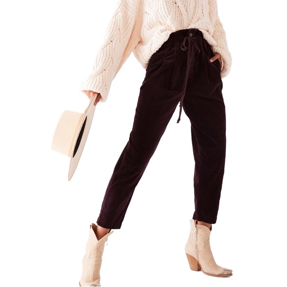 Free People Margate Corduroy Trouser in Panther Rose Size XS